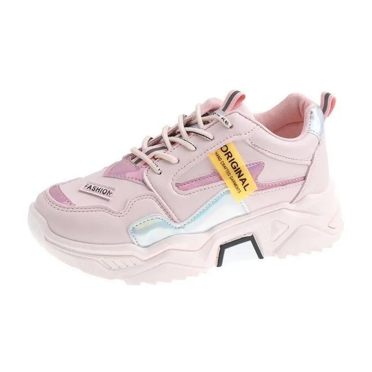 

Latest Comfortable microfiber lace up ladies women's casual sneakers shoes, Black/red/pink