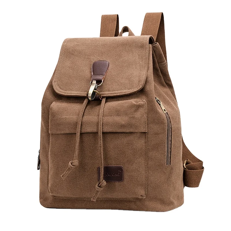 

Retro Travel Backpack Student Bag Casual Female Backpack Canvas Leather Backpack, Black/khaki/coffee/dark grey/green