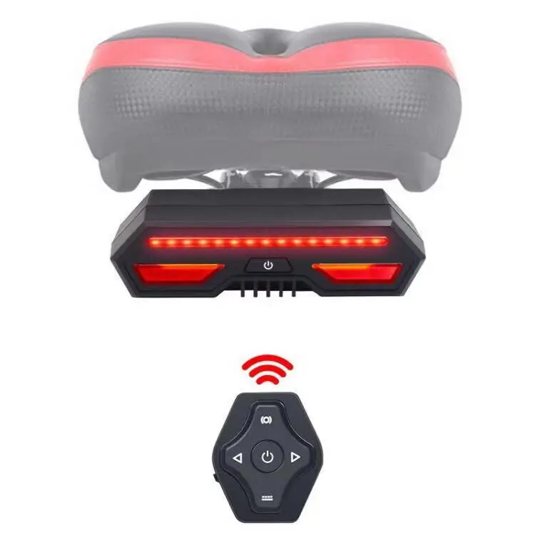 

bicycle intelligent induction tail light USB Bike singal led light bike Brake light accessories wireless remote control, Black