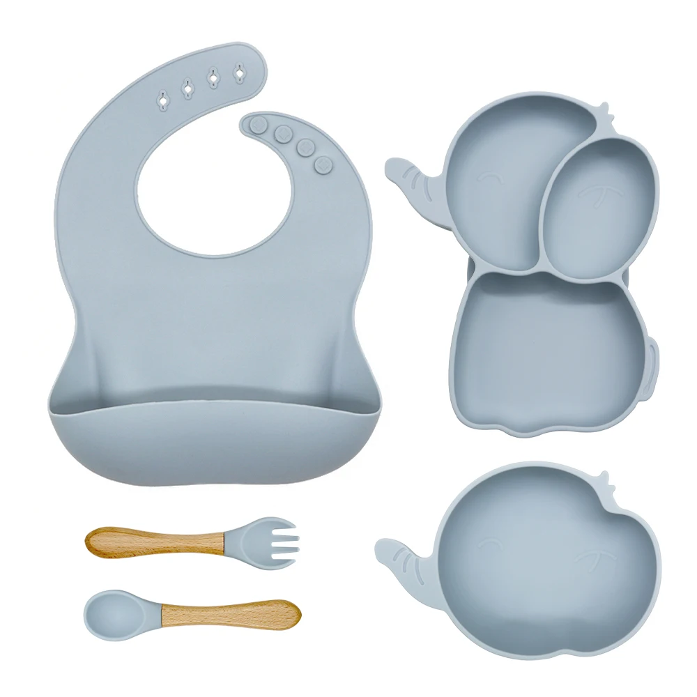 

BPA Free Resistant Reusable Non Spill Suction Plate Baby Bowls Silicone Feeding Sets