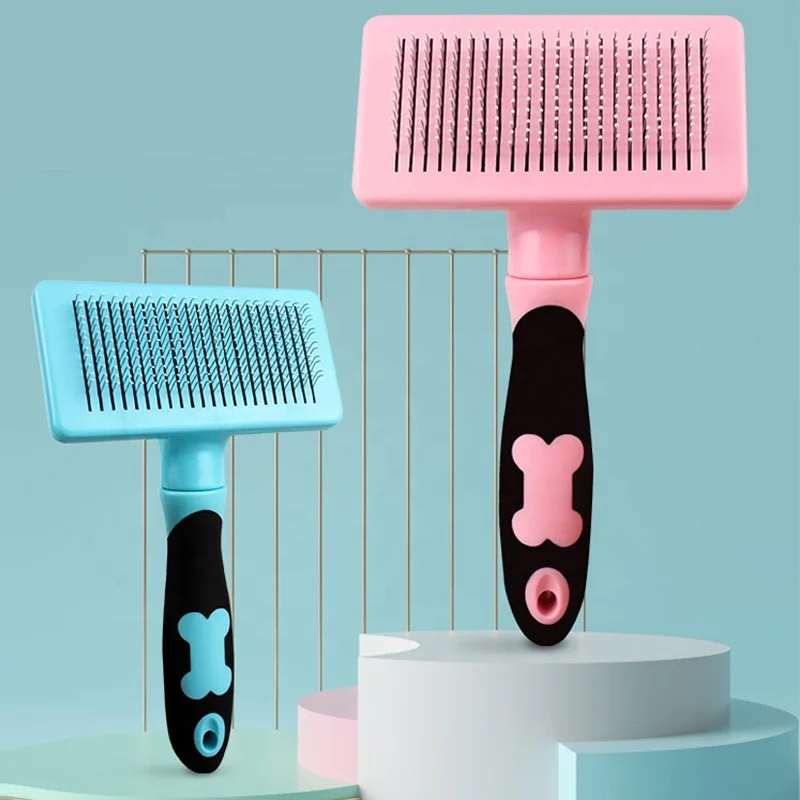 

Free Sample Pet Hair Fluff Remover Brush Self-cleaning Slicker Brush For Dog