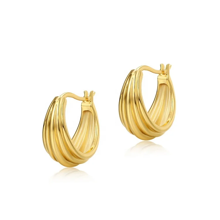 

Factory price fashion jewelry earrings women chunky hoops gold plated huggies earrings