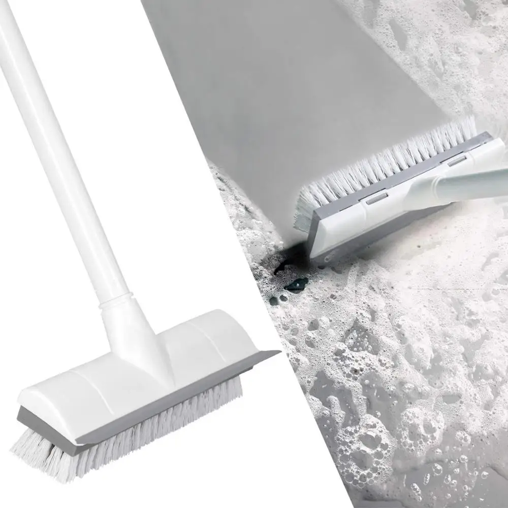 

Floor Scrub Brush 50" Stiff 2 in 1 Scrape and Brush Tub and Tile Brush for Cleaning Bathroom, White