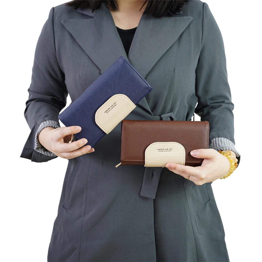 

2020 Fashion Factory Wholesale PU Long Wallet For Woman Money Purse For Women Long Wallets PU Woman, Red, gray, black blue, pink, dark brown