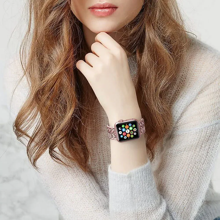 

Keepwin Cowboy Stainless Steel Watch Band Custom Watch Strap Metal Cowboy Chian Watch Strap for iWatch Series 6 5 4, Silver/rose gold/gold/black/champagne