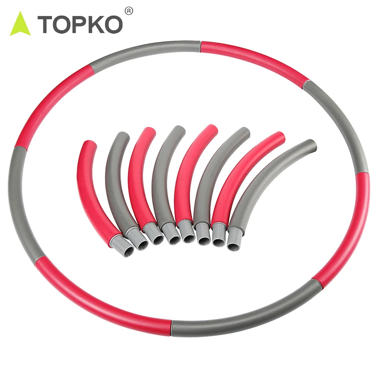 

TOPKO 8 sections detachable fitness weighted hula ring hoola hoop, Pink, green, blue, green