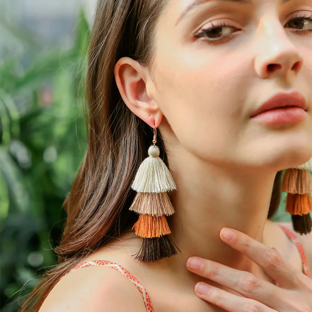 

New Fashion handmade tassel earrings jewelry bohemian luxury earrings, As picture
