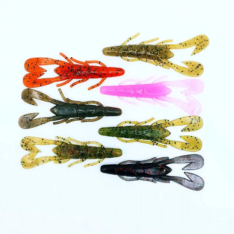 

WONDERFUL 90mm 5.7g Freshwater Bionic Silicone Claw Lobster Curl Tail Shad Worm Shrimp Lifelike Soft Lures, Vavious colors