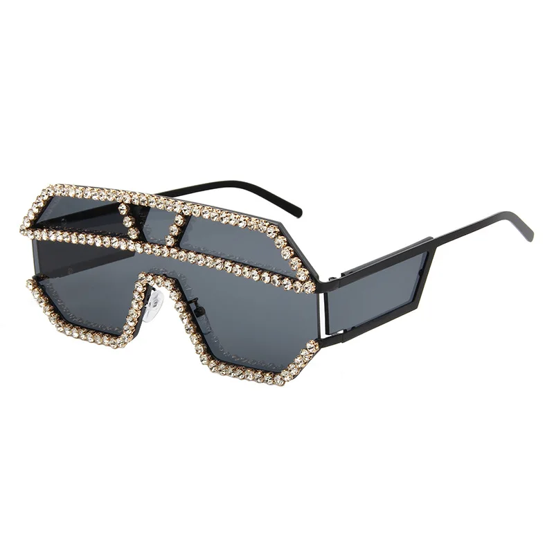 

Newly popular one-piece metal frame UV400 anti-ultraviolet diamond sunglasses