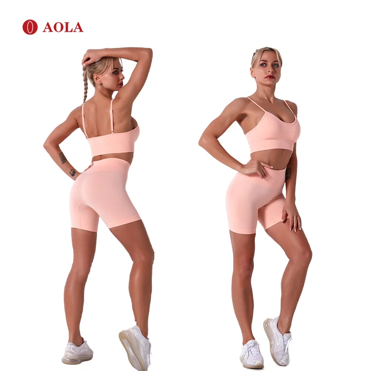 

AOLA Two Piece Tights Women Wholesale Fitness Wear Clothing Yoga Gym Summer Short Woman Tight Sets, Pictures shows