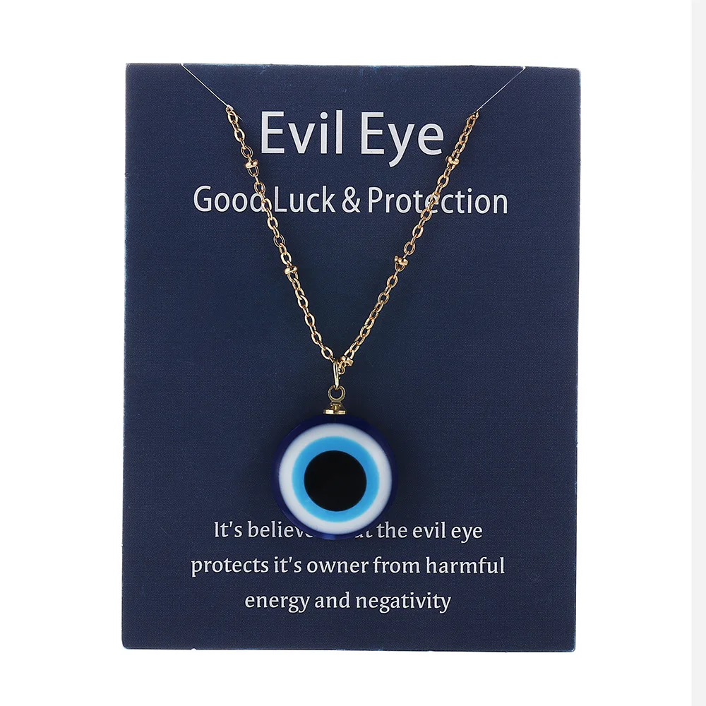 

2021 New Arrivals Exquisite 18K Gold Plated Blue Turkish Eyes Round Chocker Necklace Resin Evil Eyes Pendant Necklace For Gift