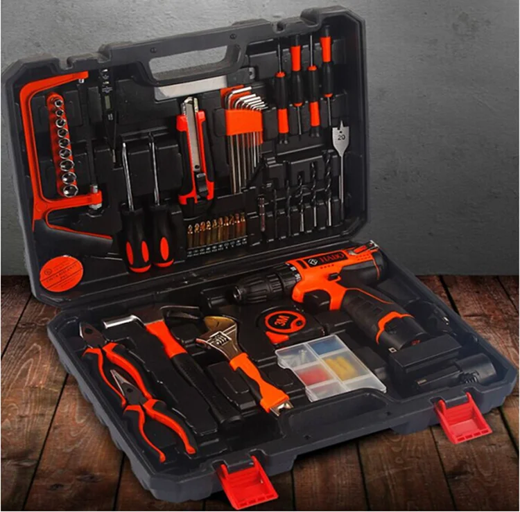 102pcs 12V lithium battery rechargeable hand drill set combination tool electric screwdriver gift hardware tool set