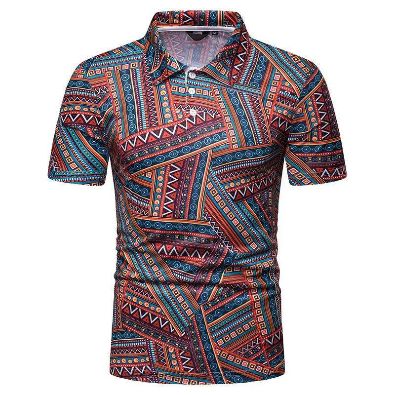 

Dropshipping retro Decorative pattern traditional complex polo shirt, Customized colors