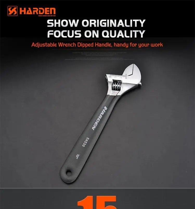 Function Professional Dipped Universal 10" Chrome Vanadium Handle Adjustable Wrench Spanner