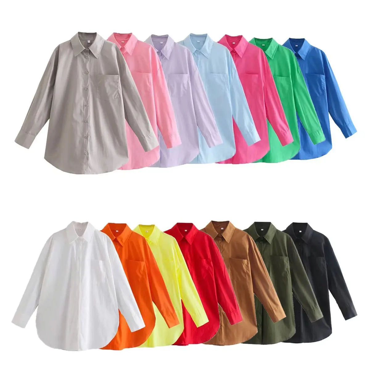 

spring summer 2022 new arrivals solid color Single breasted fashion blouse shirt women blouse shirts