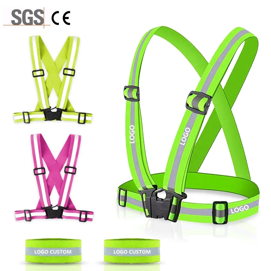 

Adjustable High Visibility Safety Reflective Luminous Strips For Walking Camping Cycling Running Reflective Vest, Available in stock, support color customization