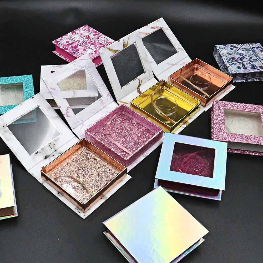 

High Quality Wholesale Customizable Shining Lash Box Square Shape Custom Eyelash Packing Box, Colorful