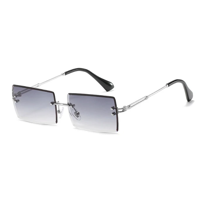 

2022 Eyewear Fashion Retro Vintage Men Women Tinted Small Rectangle Rimless Sunglasses