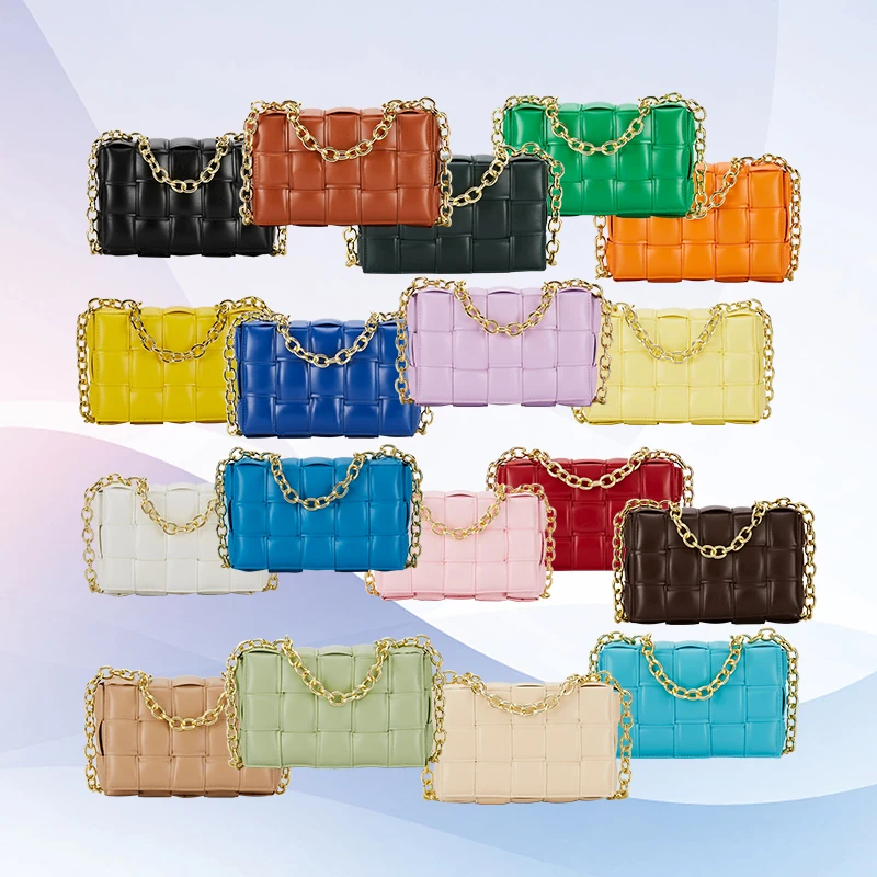 

2022 Famous Brands Cassette Bag Leather Woven Handbag Chain Hand Bag Ladies Woven Leather Bag, 17 colors available