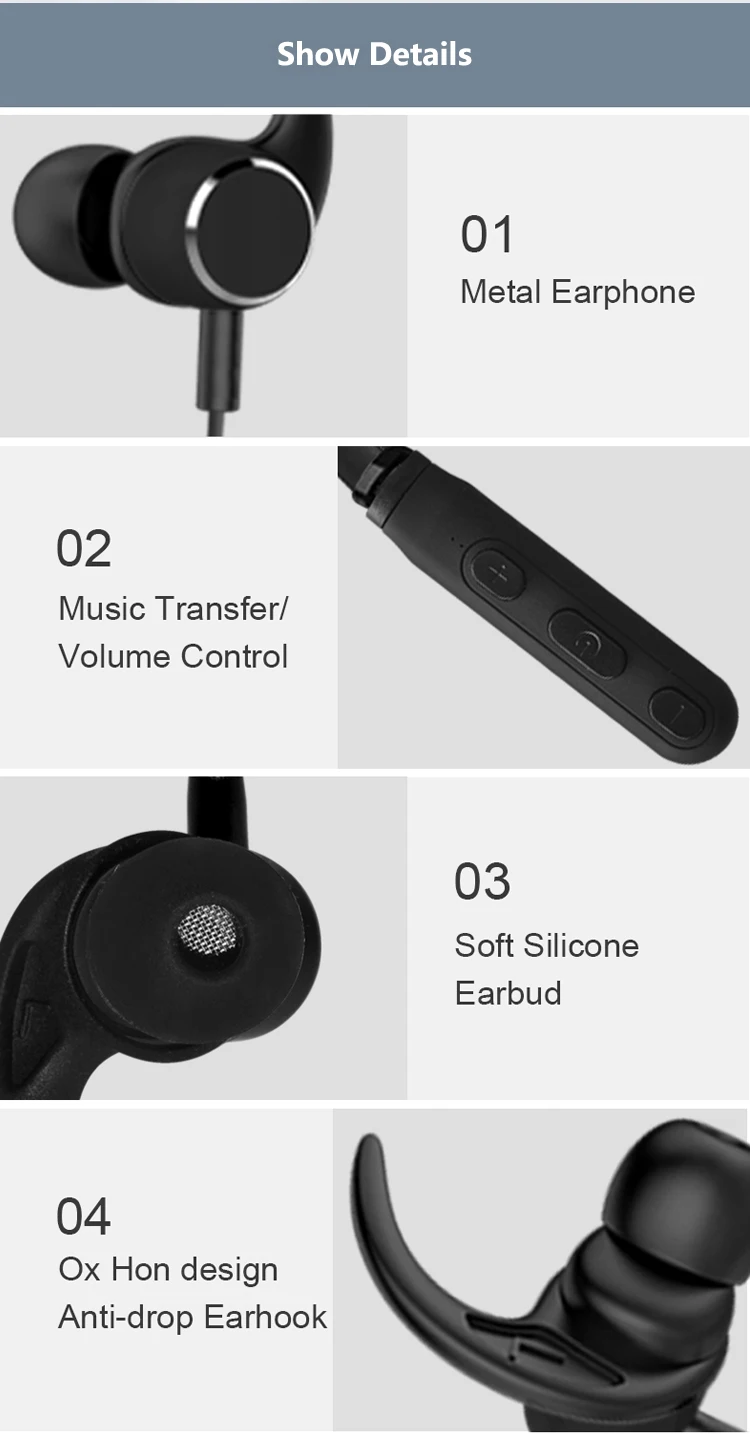 Portable Wireless Sport Earphone Stereo Neckband Bluetooth Headset With Mic - ANKUX.COM