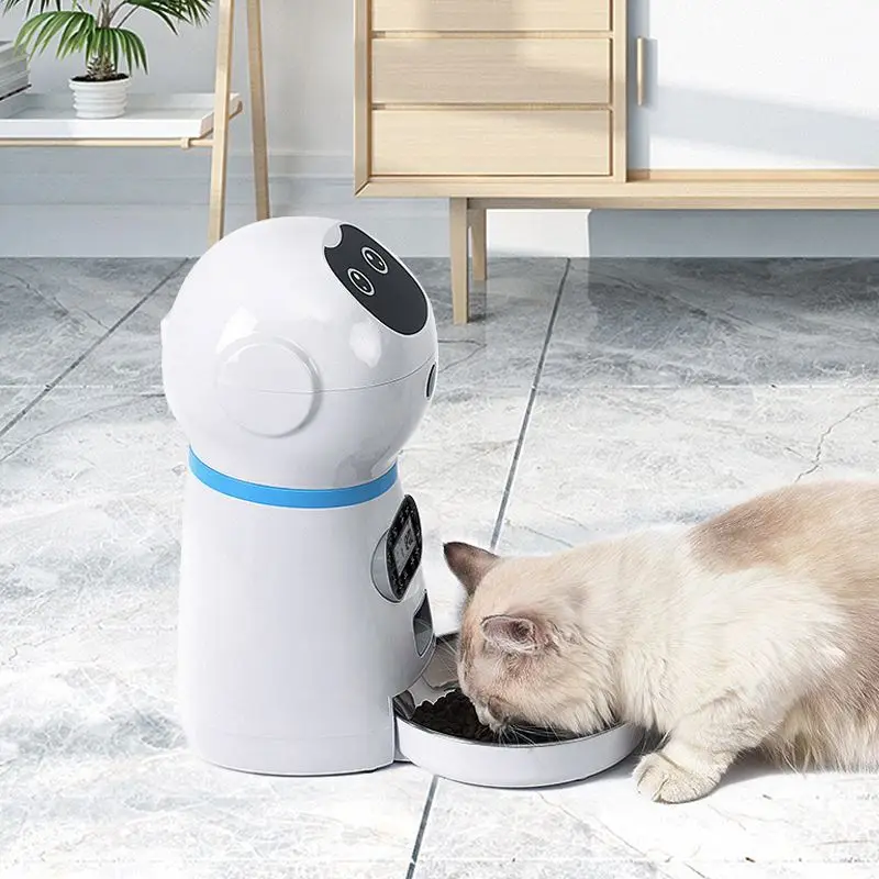 

Hot feeder dispenser automatic dog cat bowl smart automatic dog feeder, White