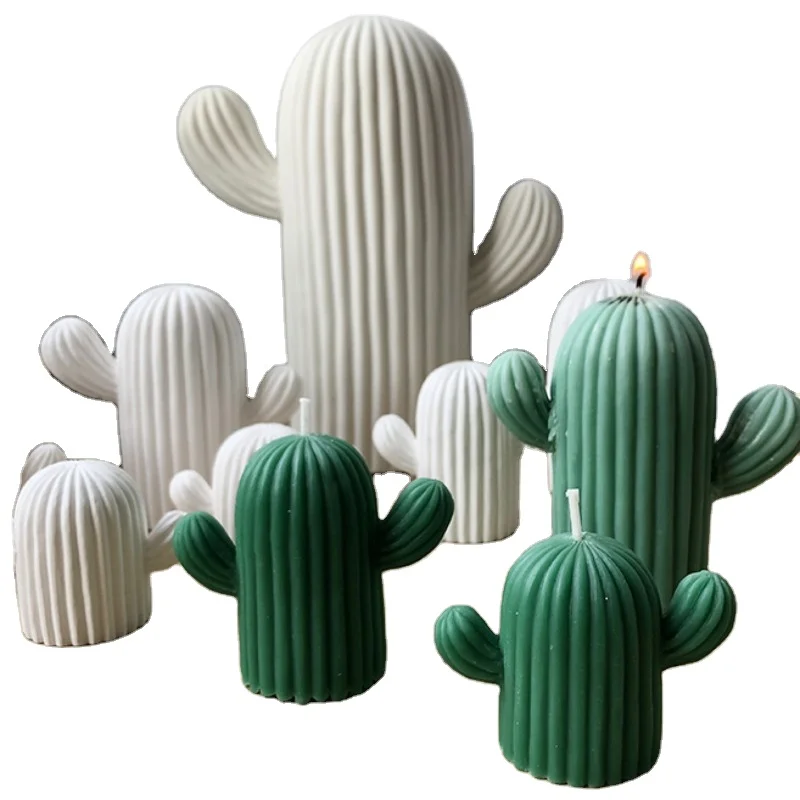 

3D Baking DIY Silicone Aroma Candle Desert Plant Silicone Mold hot style Stereo Cactus Candle Mold, Translucent