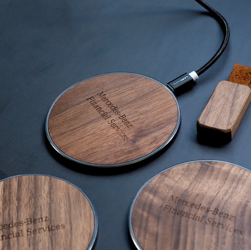 

Hot Selling Wood Wireless Charger Fast Charging 15W Bamboo Wireless Phone Charger Christmas Gift, Walnut, maple, cherry, bamboo