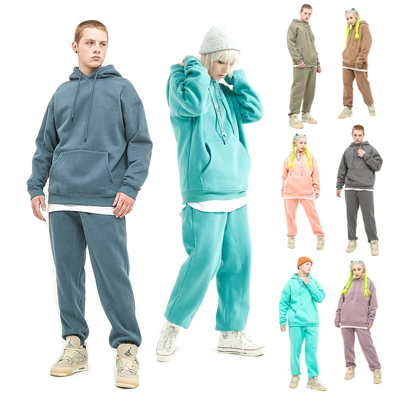 

Custom Oversized Plain Thin Hoodies And Sweatpants Sets Unisex Long Hooded Jogging Suits Suits For Women