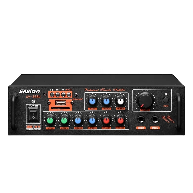 

AV-368u 100w 2 Channel Rack DJ Amplifier/Mixer/w/USB+Mics, Black