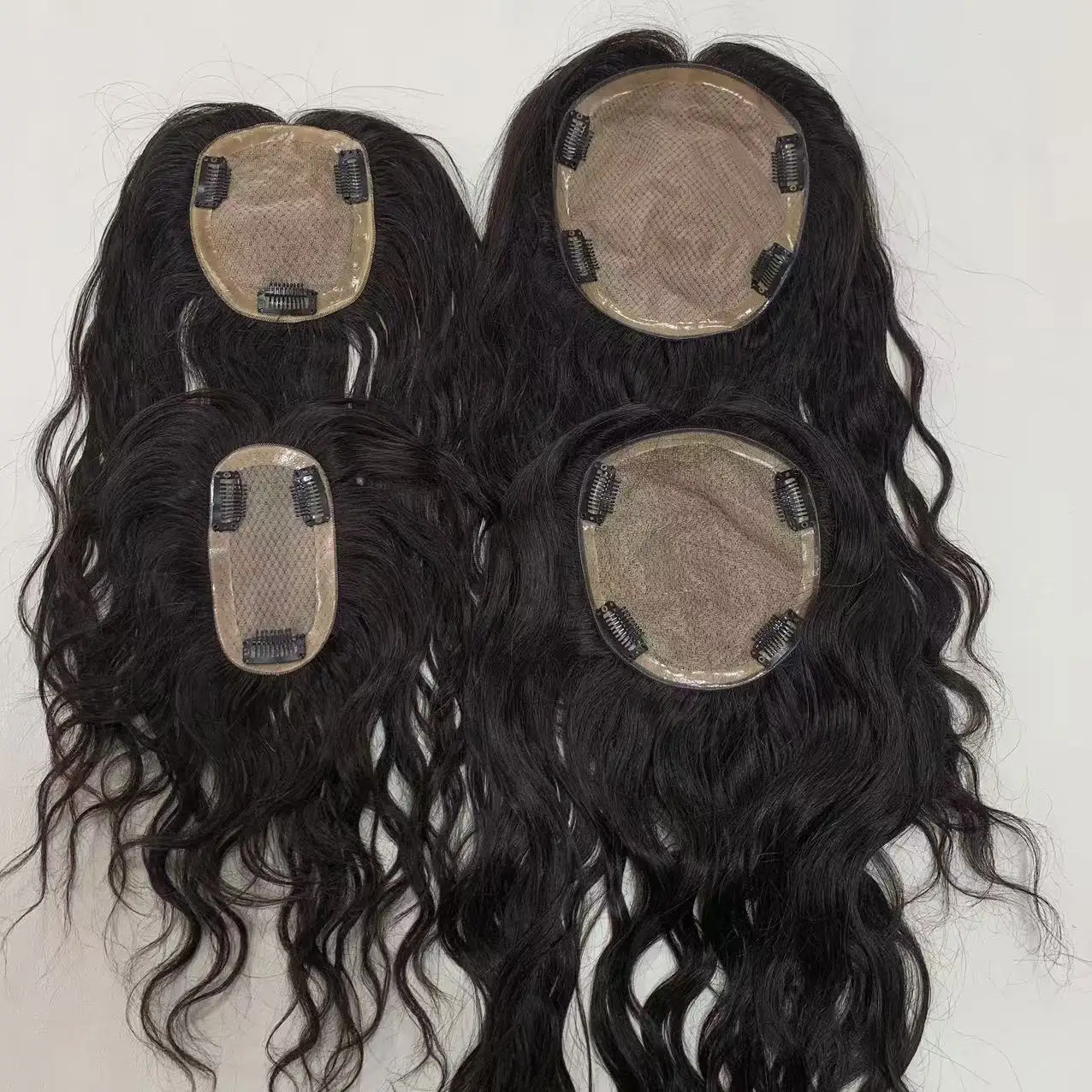 Wholesale Ready to Ship Silk Base Topper Brazilian Hair 100% Hand Made Transparent Human Hair Topper Straight