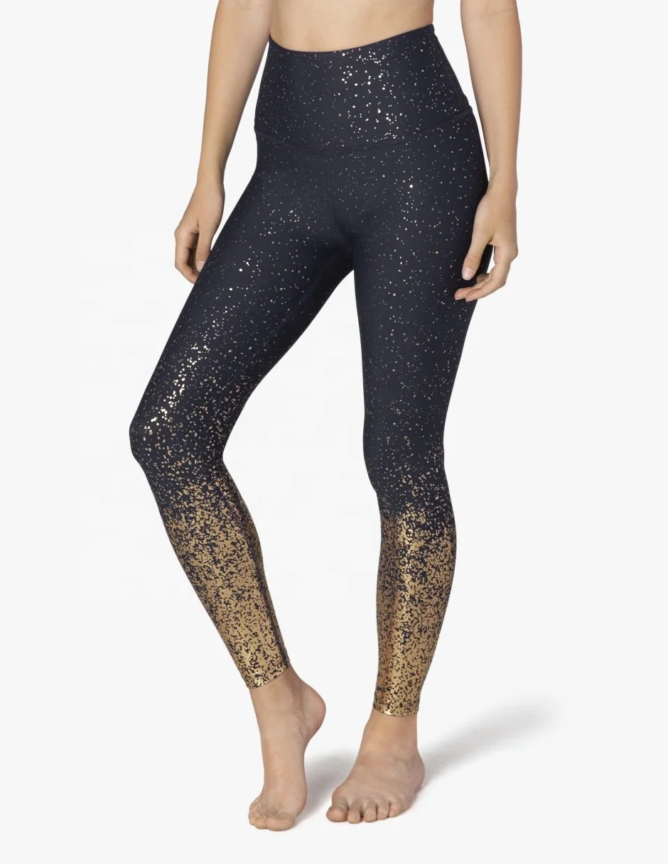 Womens new golden sequins butt lifting leggings sport quick drying high waist yoga pants