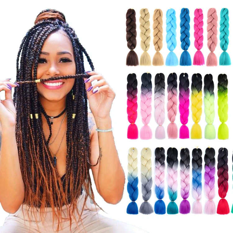 

Julianna 24 inch Colorful Expression Extensions Synthetic Ultra Attachments Ombre Jumbo Hair Braid, All 120 colors