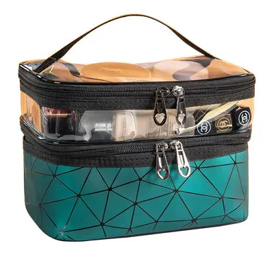 

Wholesale Custom cosmetic bag Waterproof Portable Cosmetic Bag Double Layer Travel Makeup cosmetic bags & cases For Women, 6 colors