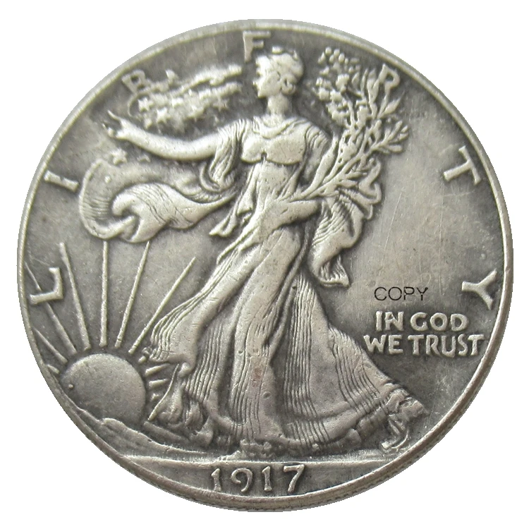 

Reproduction 1917 P/D/S Walking Liberty Half Dollar Silver Plated Decorative Commemorative Coins