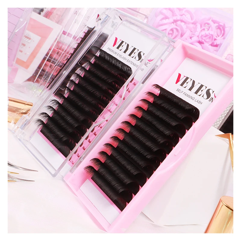 

VEYES 2 boxes individual Mega Matte Black 0.03 0.05 0.07 Cashmere Easy Fanning Lash Extension Volume Eyelash Extensions