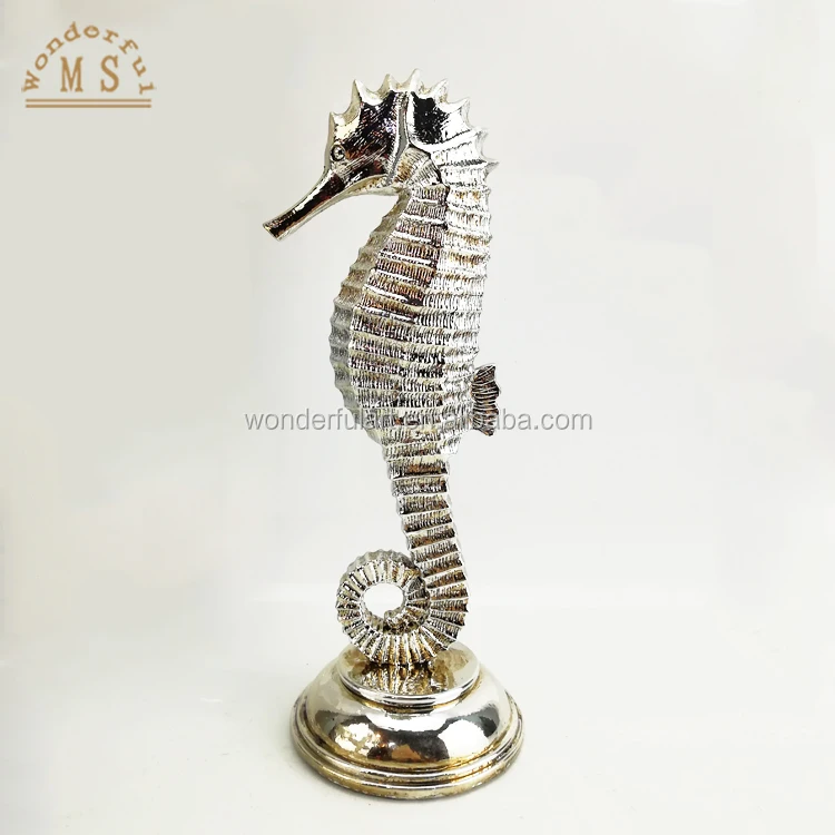 Hand Painting Horse Home Statue Decoration Resin crafts  silver seahorse for souvenirs and gifts Polyresin homeware sculptures