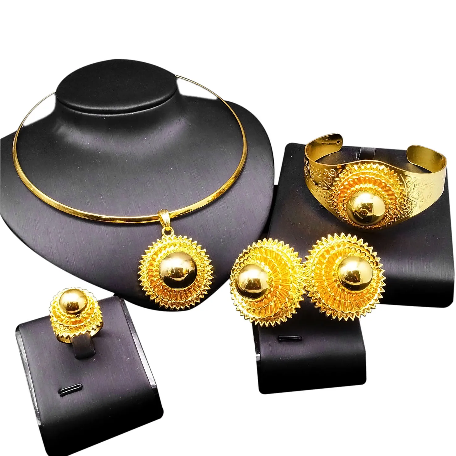 

Factory Direct Sales Brazilian Gold Jewelry Set Anniversary Wedding Engaggement Party High Quality Necklace Jewellery Set