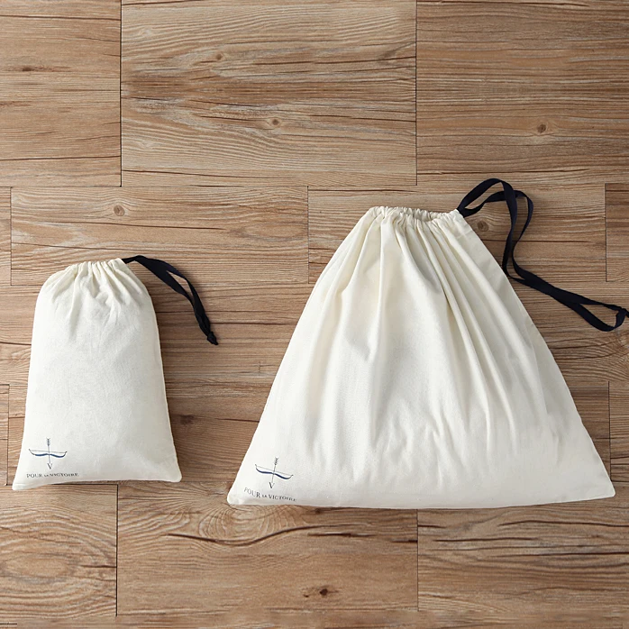 
Wholesale custom drawstring pouches cotton canvas travel dustproof shoe bag with logo 