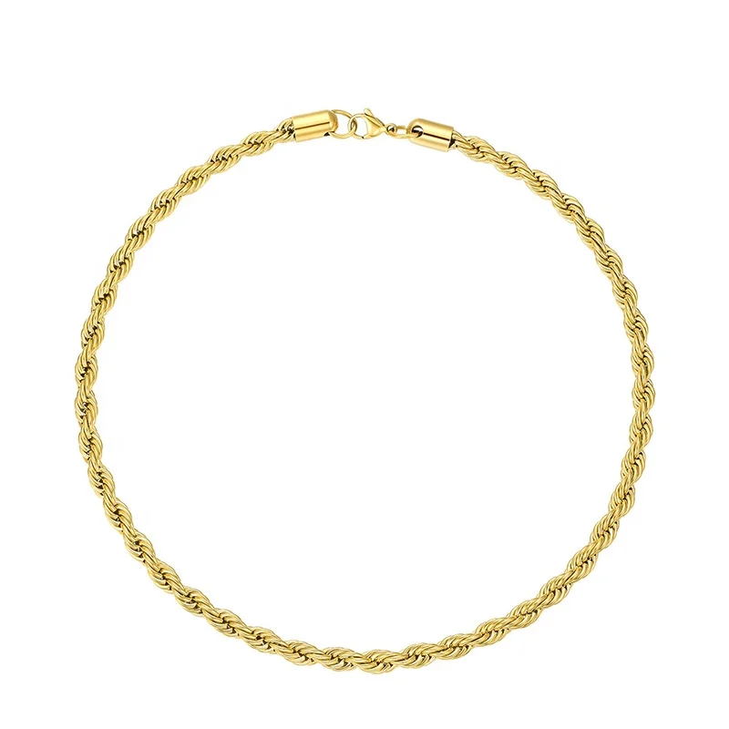 Latest 18K Gold Plated Stainless Steel Jewelry Twine Twist Chain Gold Color Necklace Hiphop Punk Accessories Necklaces P203069