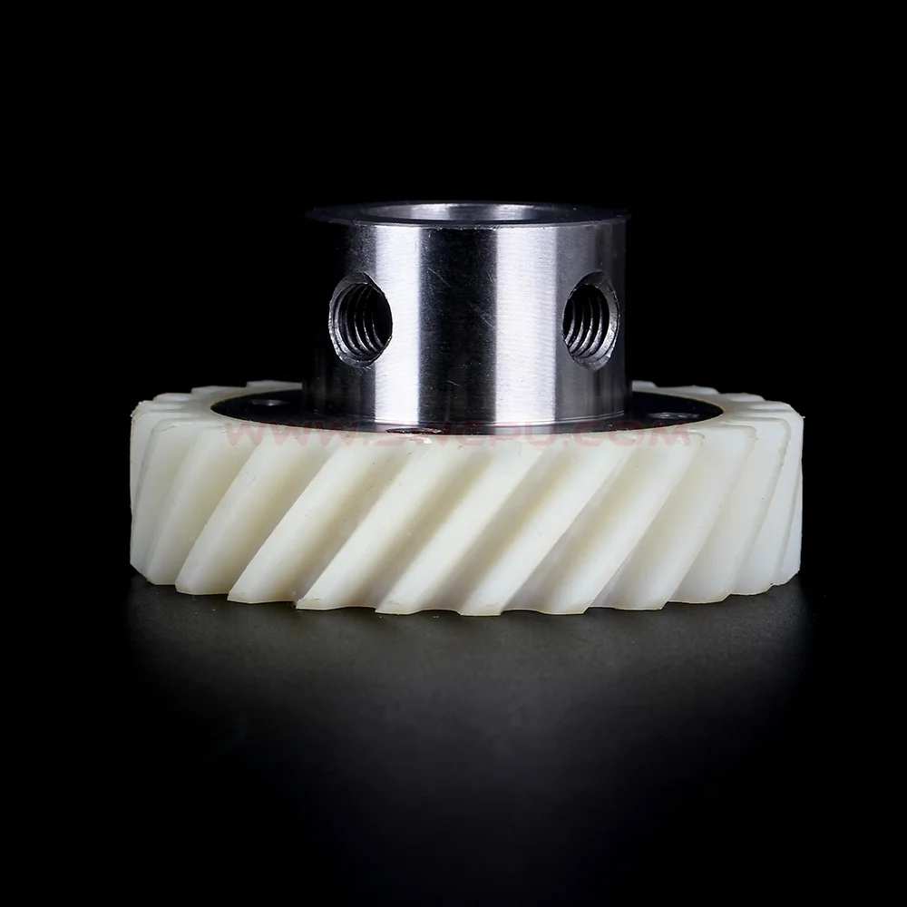Custom Gears Manufacturing Wear Resistant White Nylon Plastic Helical Toothed Gear