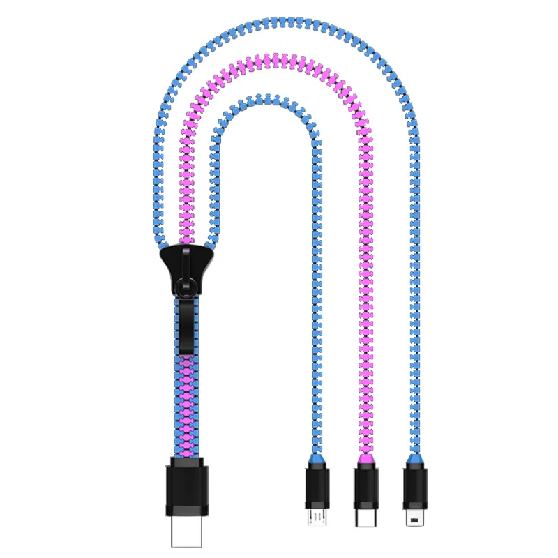 

Cables Fast Wire V8 Type C Braided 3 Meter 2.4 3m Quick Charger Power Bank Mini Data In 1 Multi zipper Usb Charging Line, Mix color