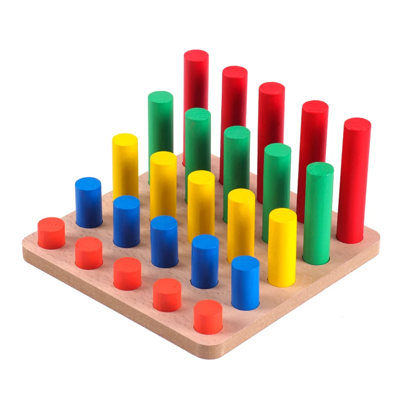 

HOYE CRAFT Montessori 9 Styles Colorful Blocks Board Sets Wooden Geometric Column Matching Blocks Educational Toys For Kids