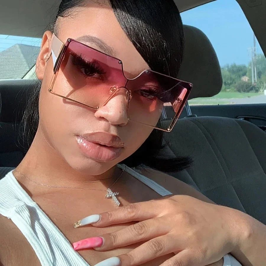 

Unisex Fashion New Ladies Square Sunglasses Women Shades Vintage Brand Designer Oversized Sun Glasses For Female Men, Multi-colored