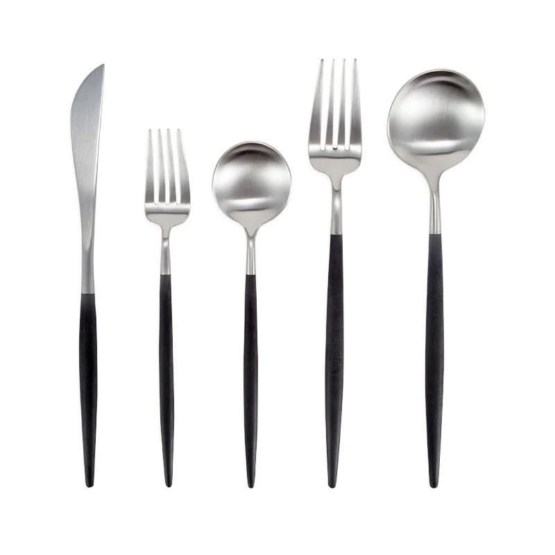 

Matte Brushed Black and Silver Flatware Set,Cutipol GOA 5-Piece Stainless Steel Cutlery Set, Copper