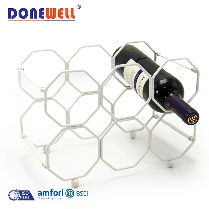 
OEM home decoration iron wire standing wine storage rack stackable modular rustic countertop metal wine bottle holder wine rack 