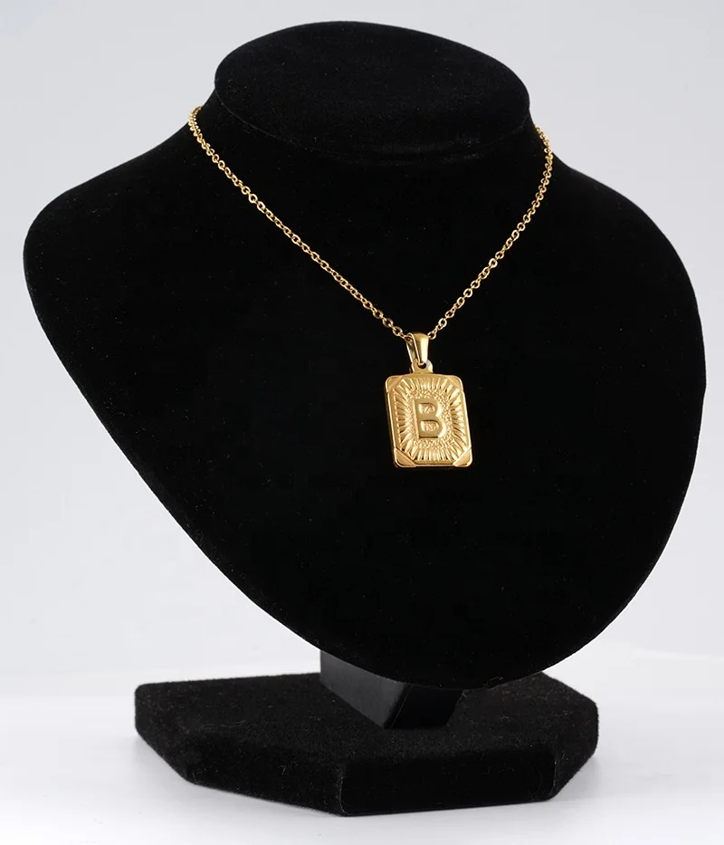 

Amazon Hot Selling Men 18K Gold Stainless Steel Pendant 26 English Letter Necklace arabic letter initial necklace Jewelry, Yellow gold