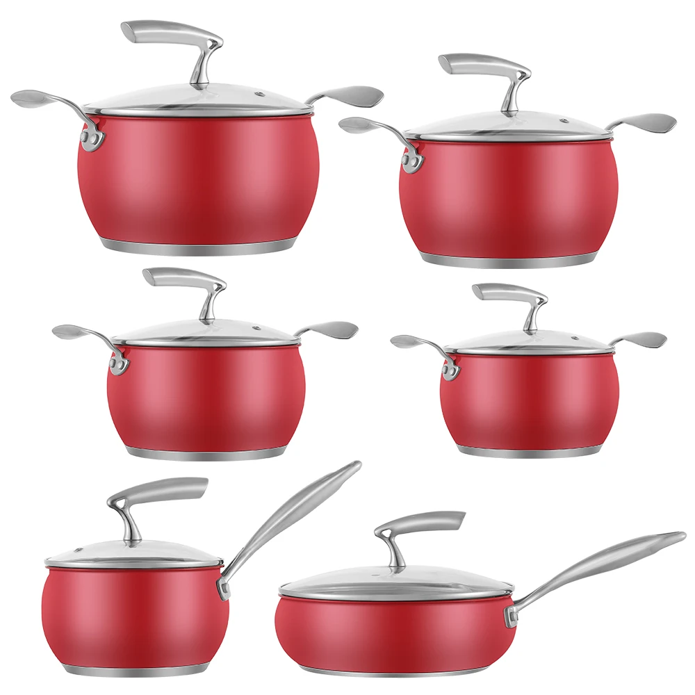

Kimiup Double Bottom Cooking Pot Kitchenware Cookware Sets 12 pcs Stainless Steel Magnetic Cooking Pot Cookware Set