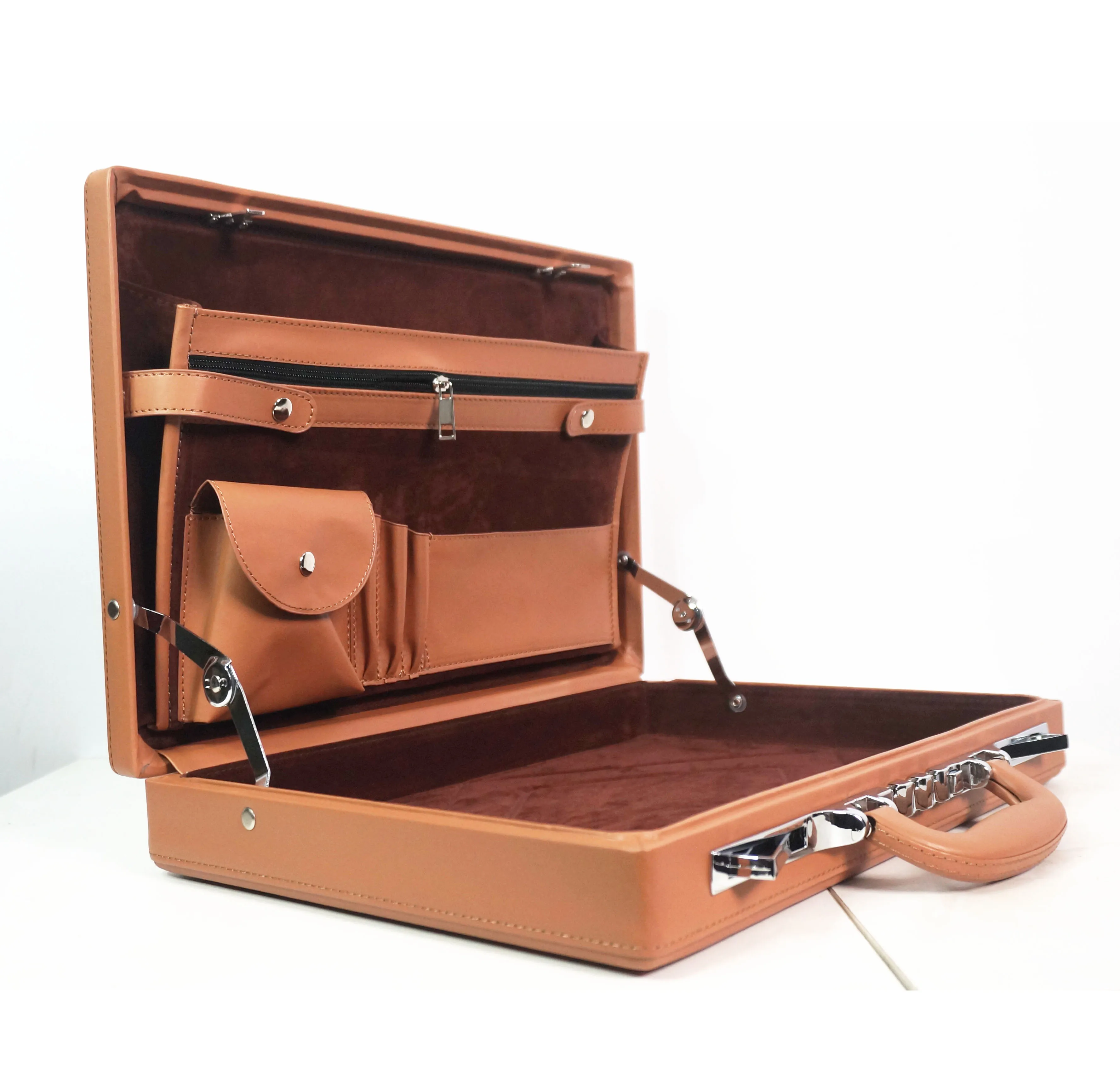 

Brown Portable password suitcase male small 14 inch leather briefcase business case, Customized color