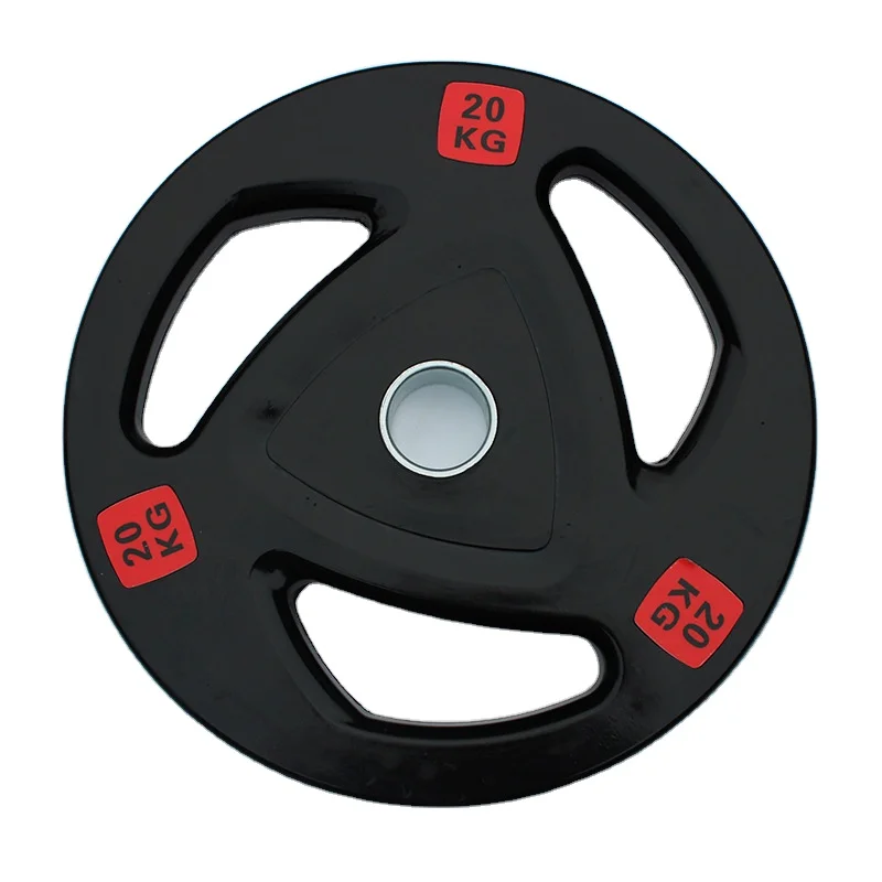 

Factory wholesale home fitness equipment dumbbell set three hole rubber barbell plates, Black