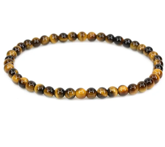 

Natural Gemstone 4mm Tiger Eyes Round Beads Stretch Bracelet Healing Stone Beaded Bracelets